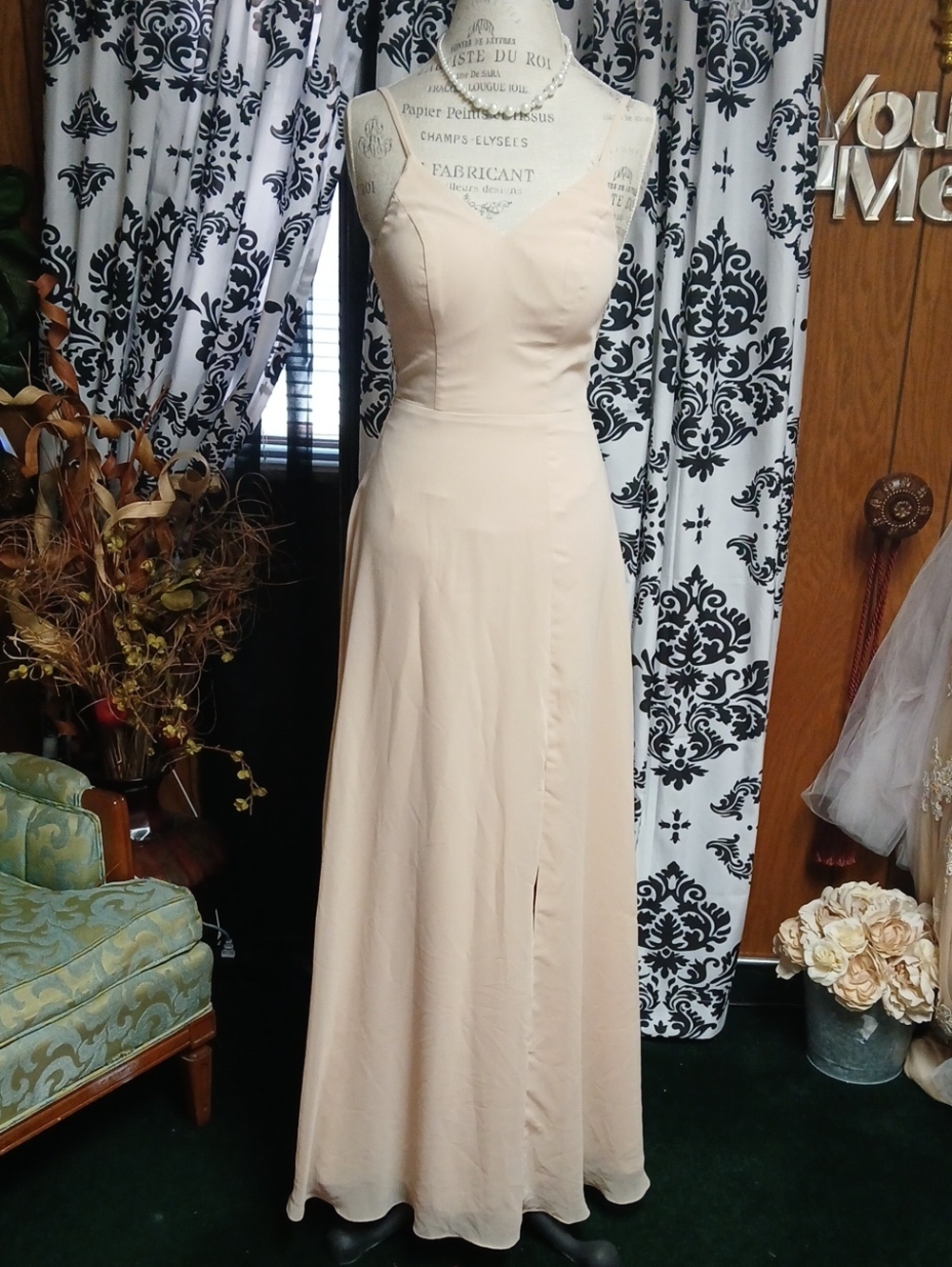Azazie Cream Sleeveless Maxi Dress